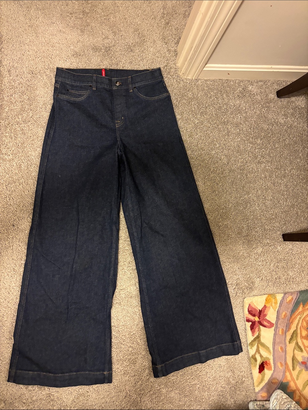 SPANX Dark Indigo Wide-Leg High Rise Jeans
